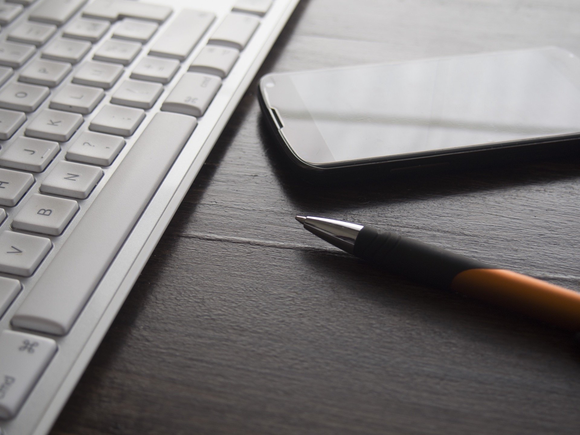 Keyboard, phone and pen